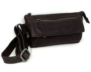Spikes & Sparrow Leather Belt Bag Fanny Waist Pack DARK BROWN 8” x 4.5” x 1.5”
